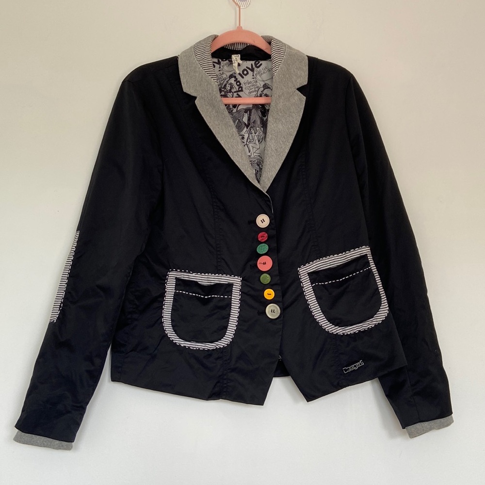 Desigual black colorful buttons blazer